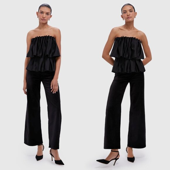 Pomander Place Black Maeve Strapless Tiered Blouse Top NWT Size XL - Picture 4 of 8